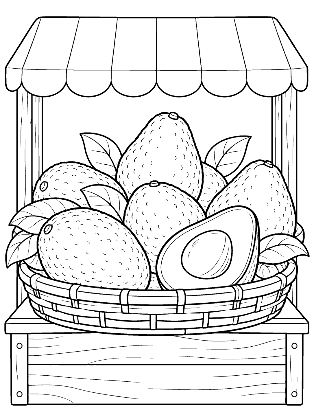 Avocado market stand coloring page