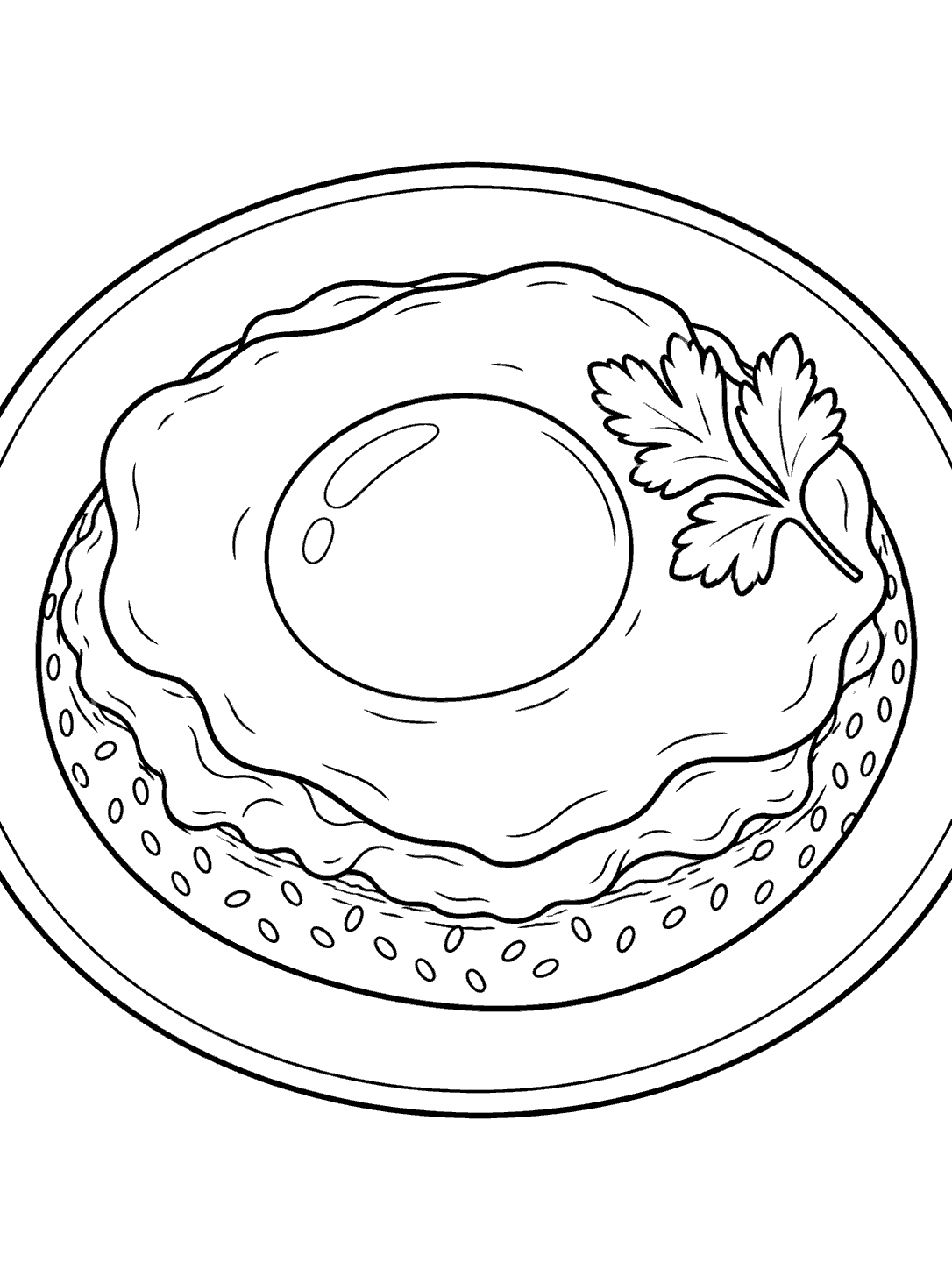 Bagel with egg coloring page