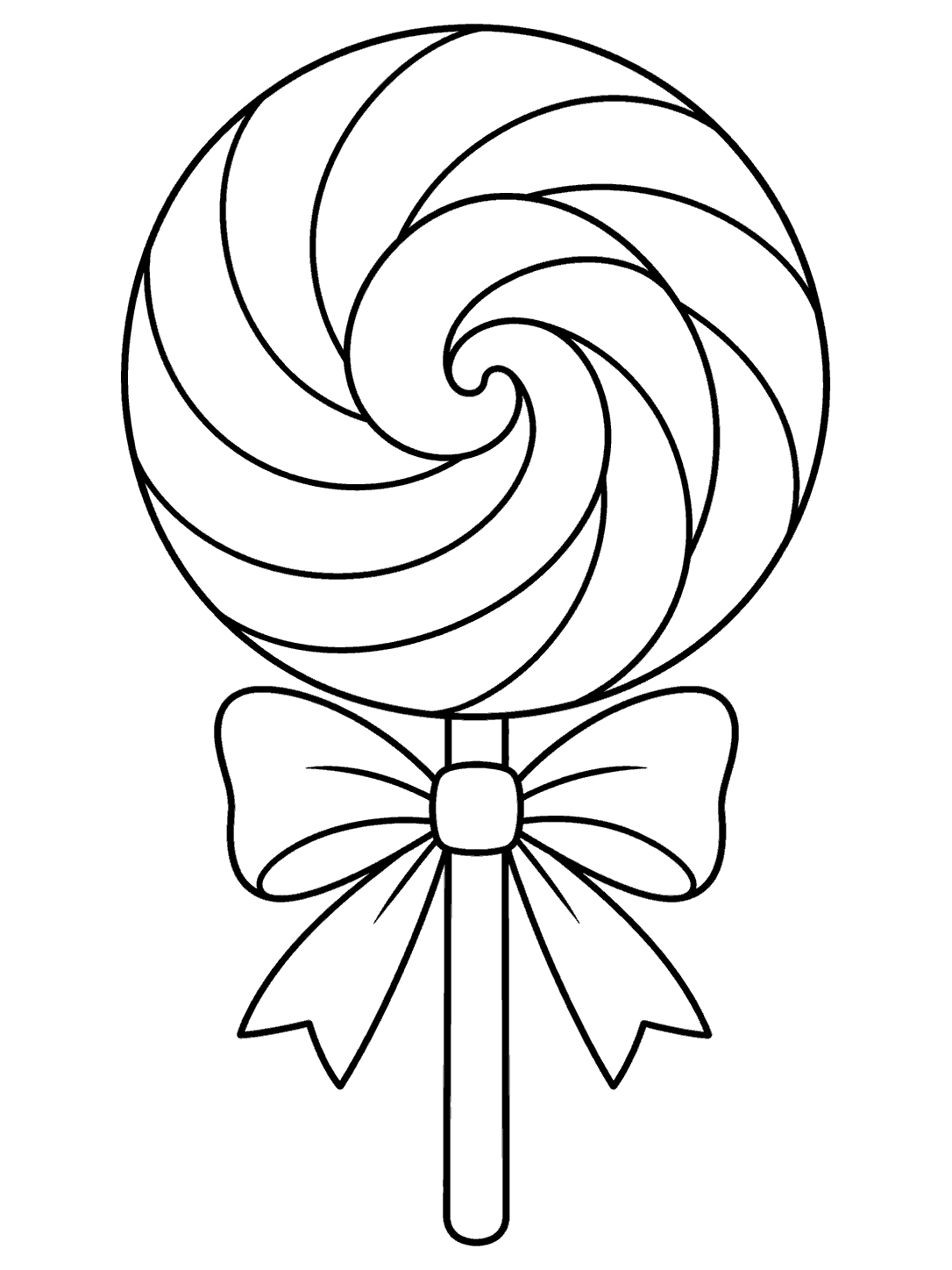 Oversized round swirled lollipop with a bow around its stick