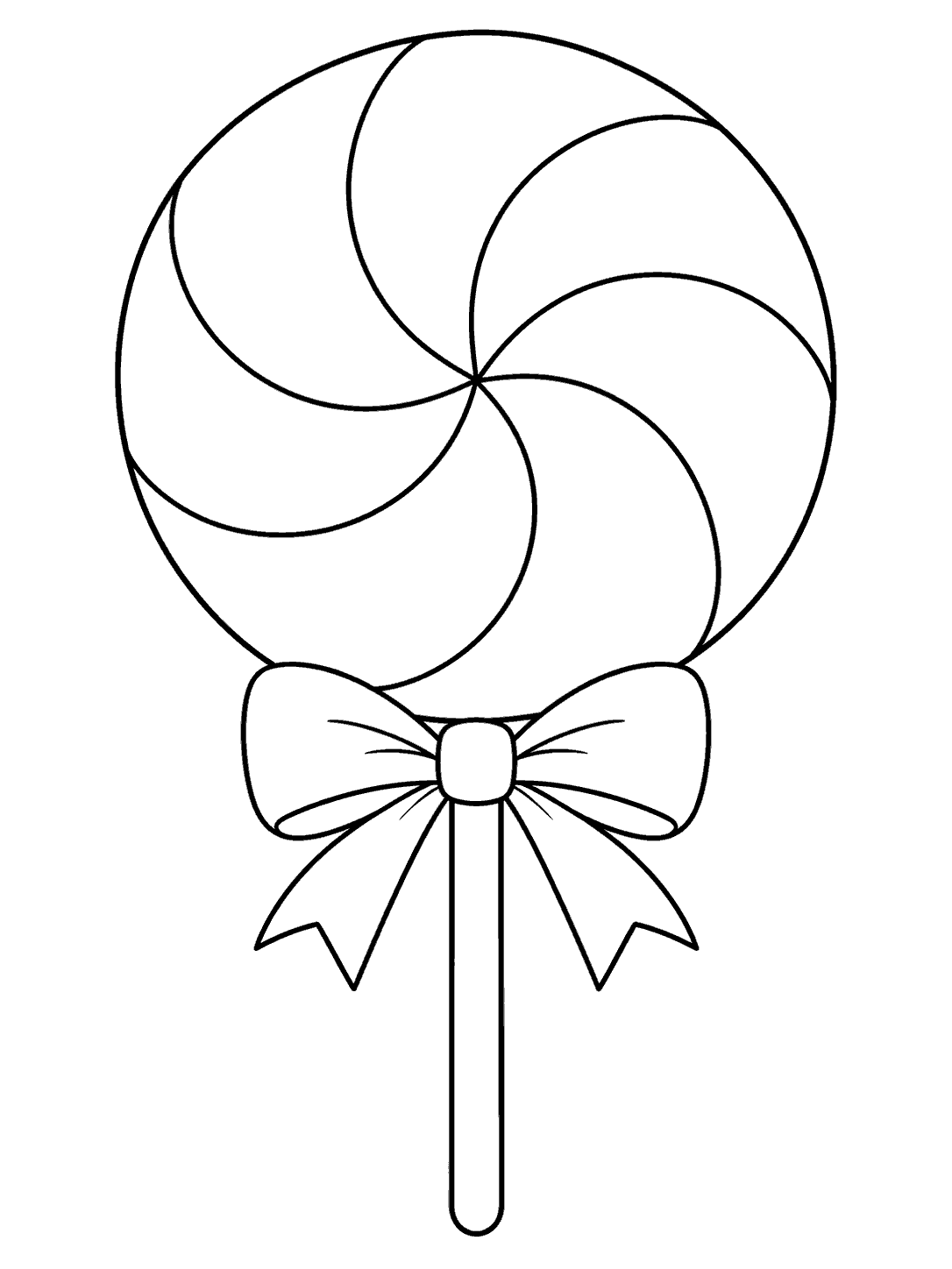 Large six-section peppermint pinwheel lollipop with a bow and straight stick
