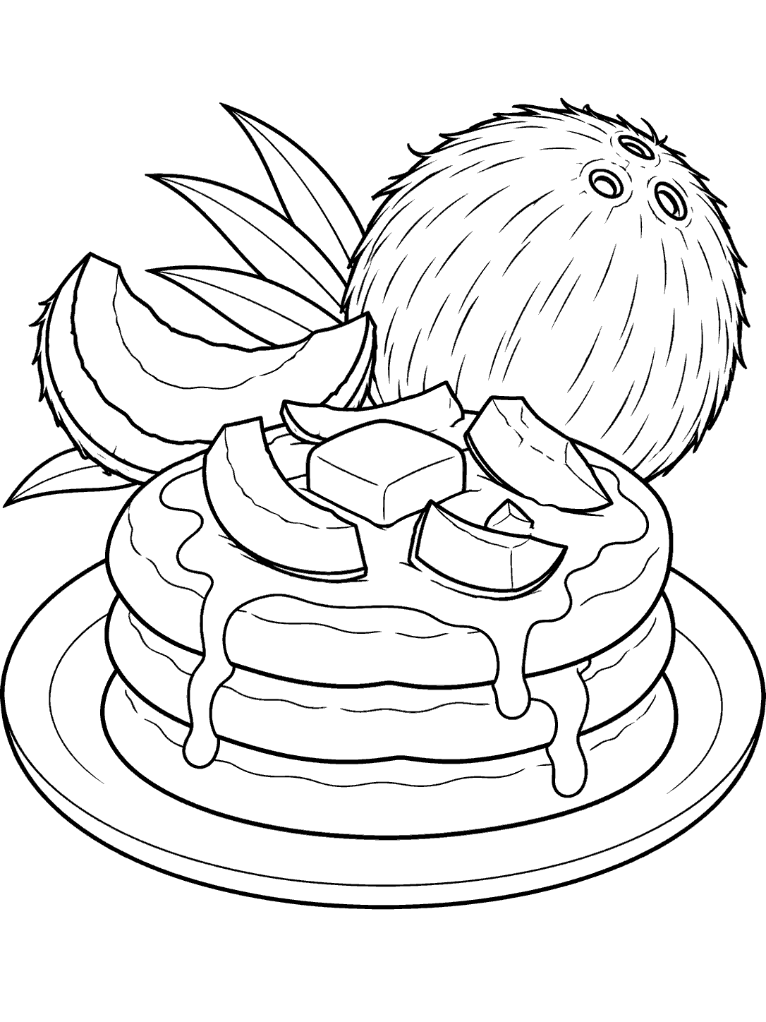 Coconut pancakes coloring page