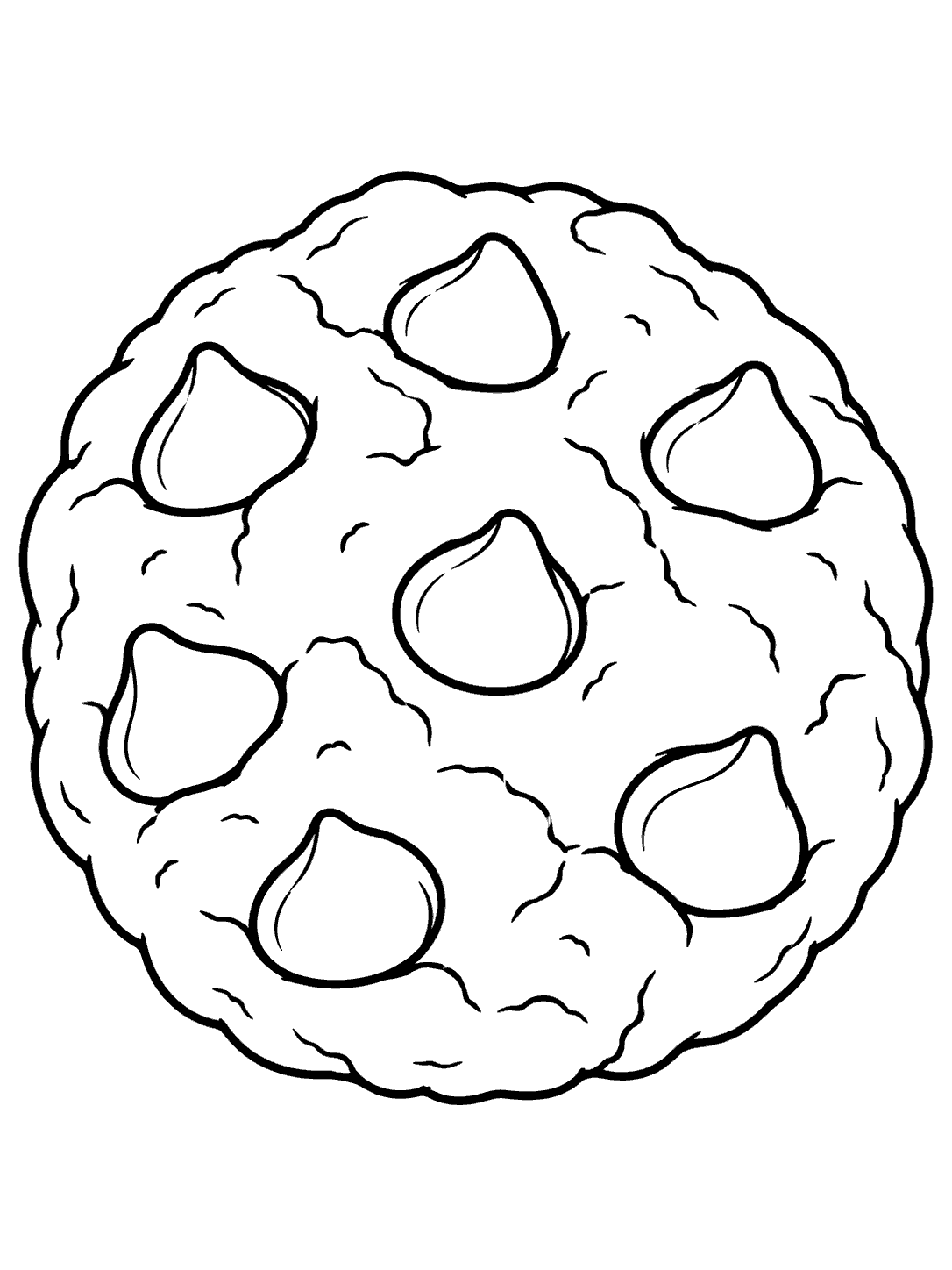 Round chocolate chip cookie coloring page