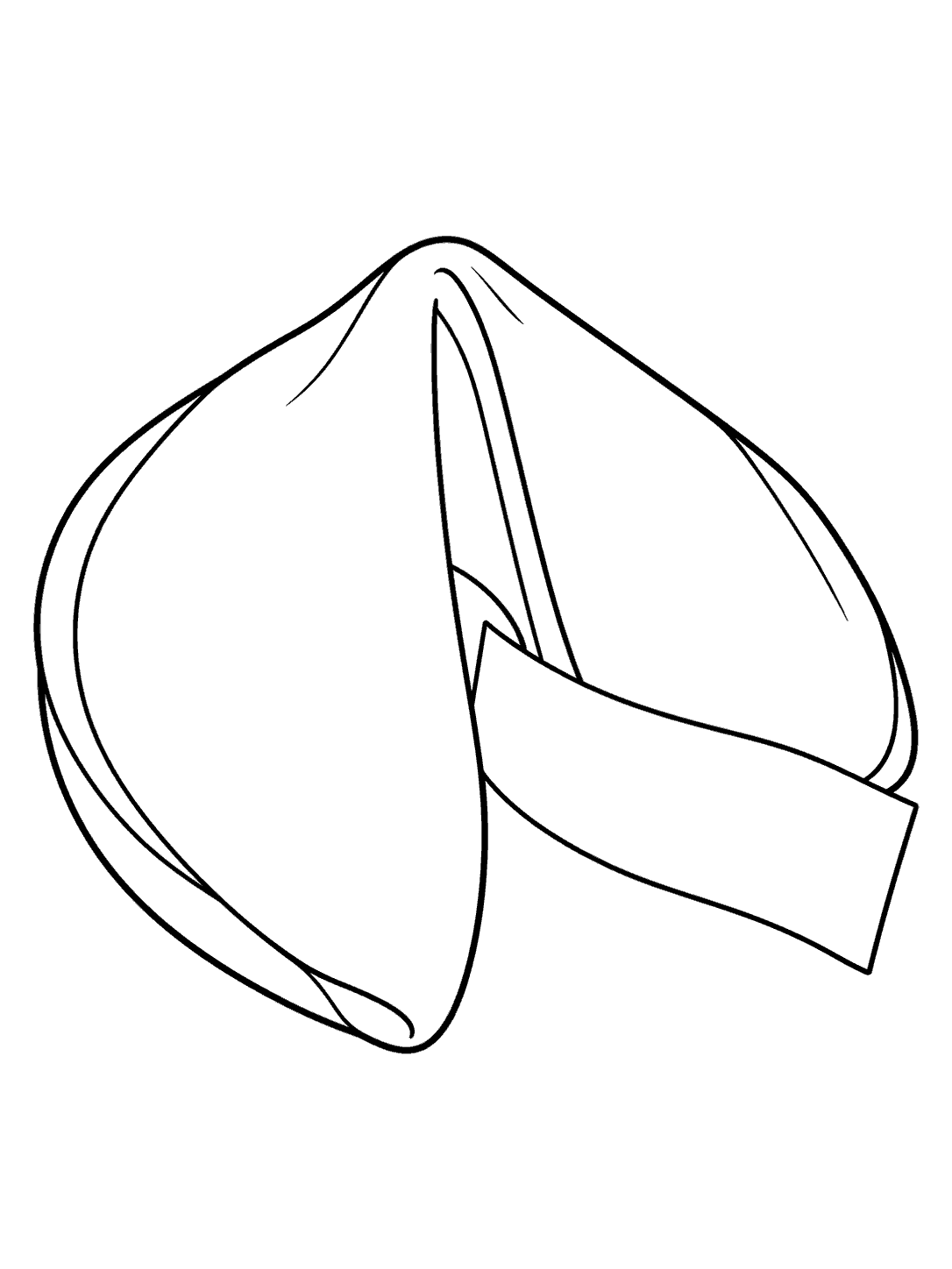 Open fortune cookie with blank slip coloring page