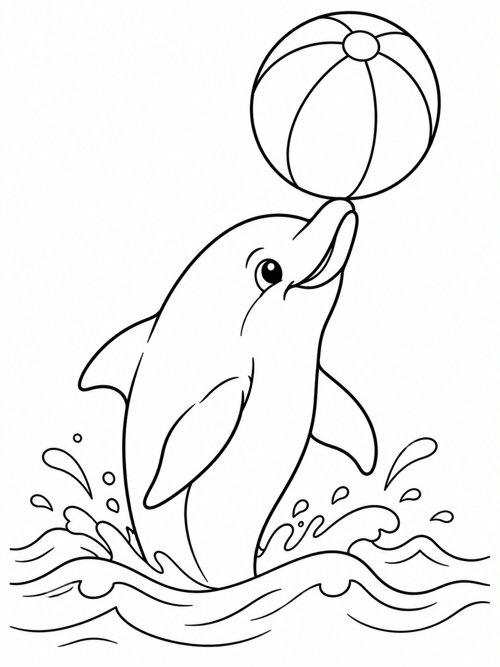 Dolphin balancing a beach ball coloring page