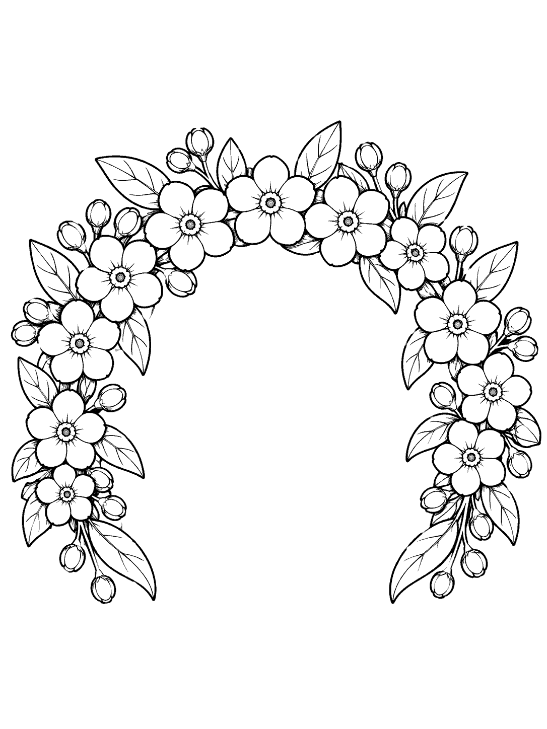 Forget me not flower crown coloring page