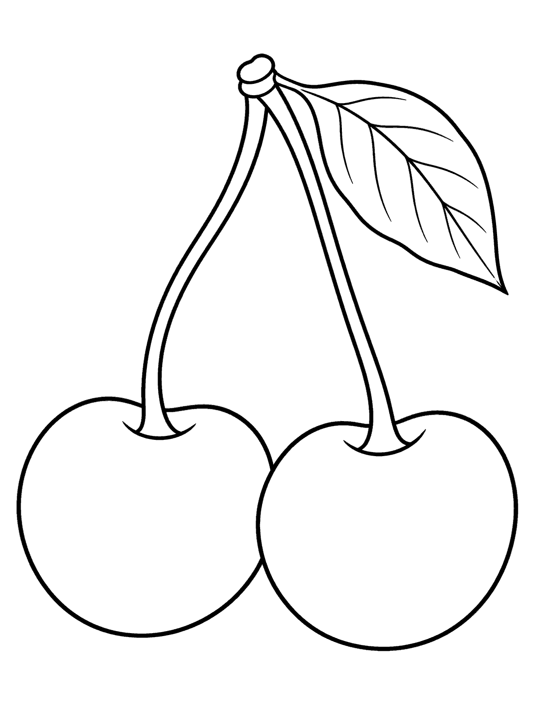 Pair of cherries with leaves