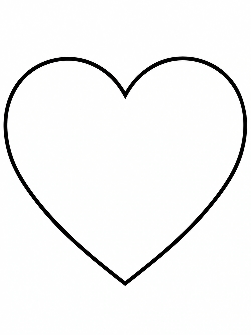Simple heart coloring page with one large outlined heart