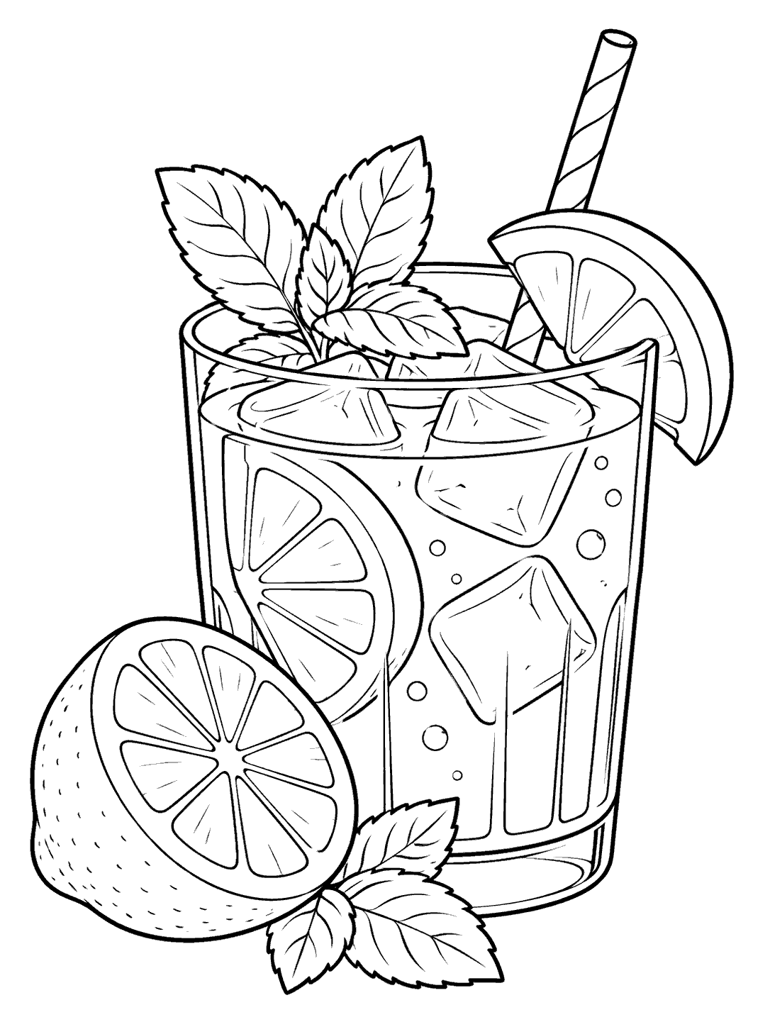 Lemonade with mint coloring page
