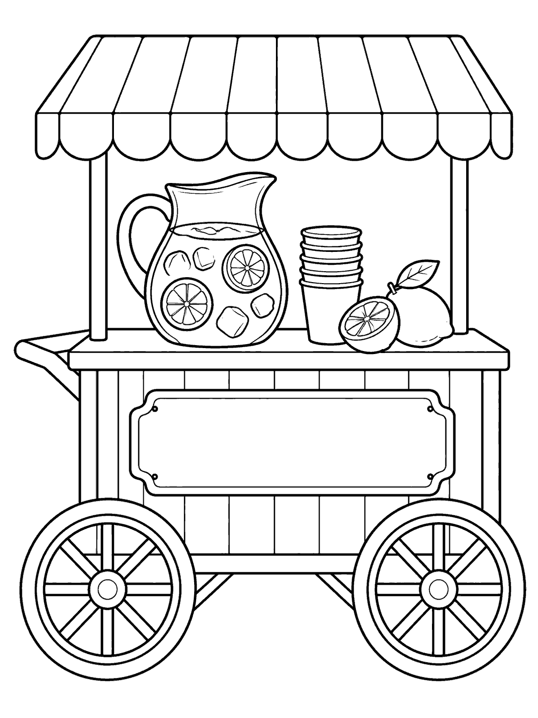 Lemonade cart coloring page