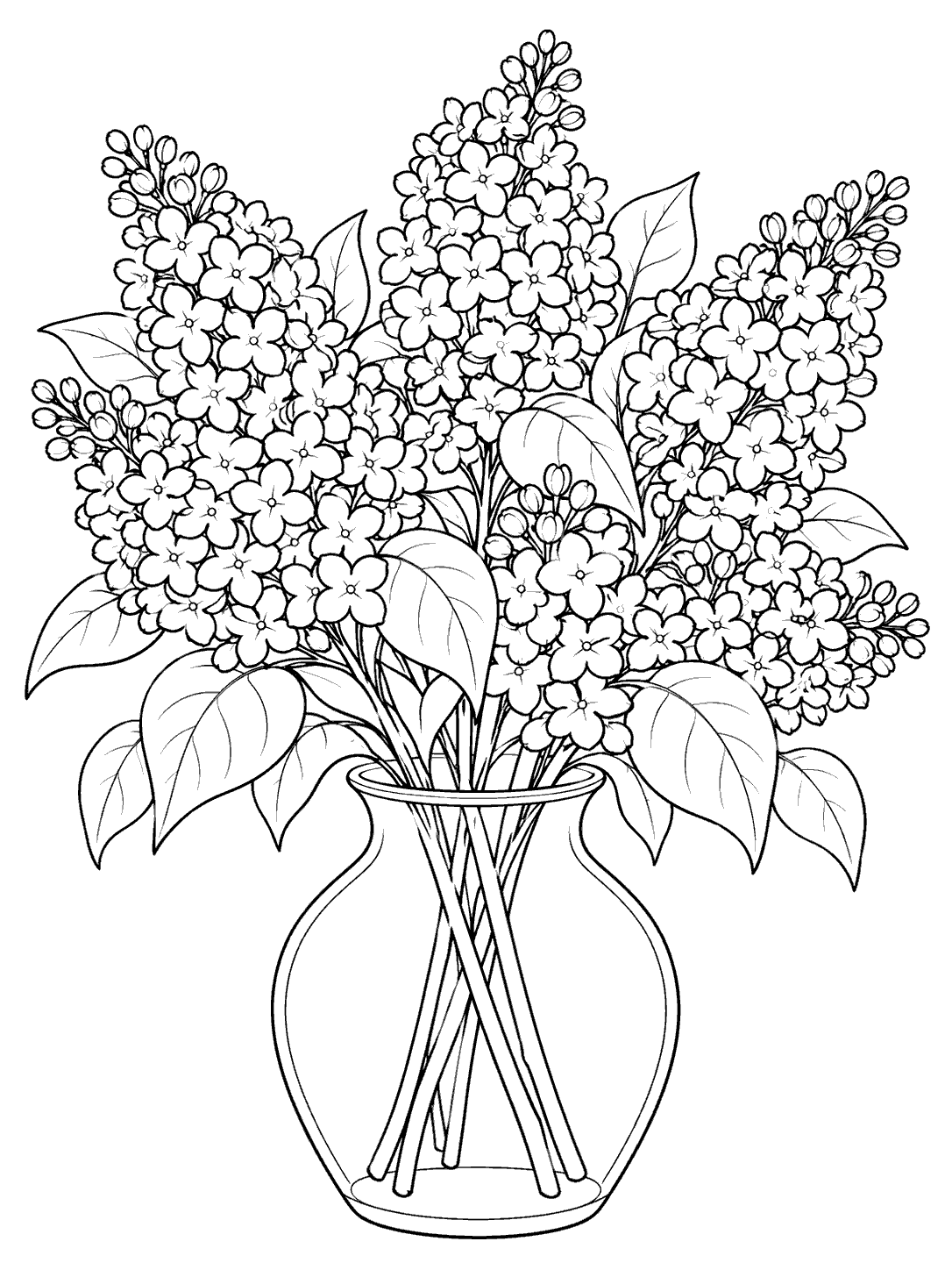Lilac bouquet arranged in a plain glass vase