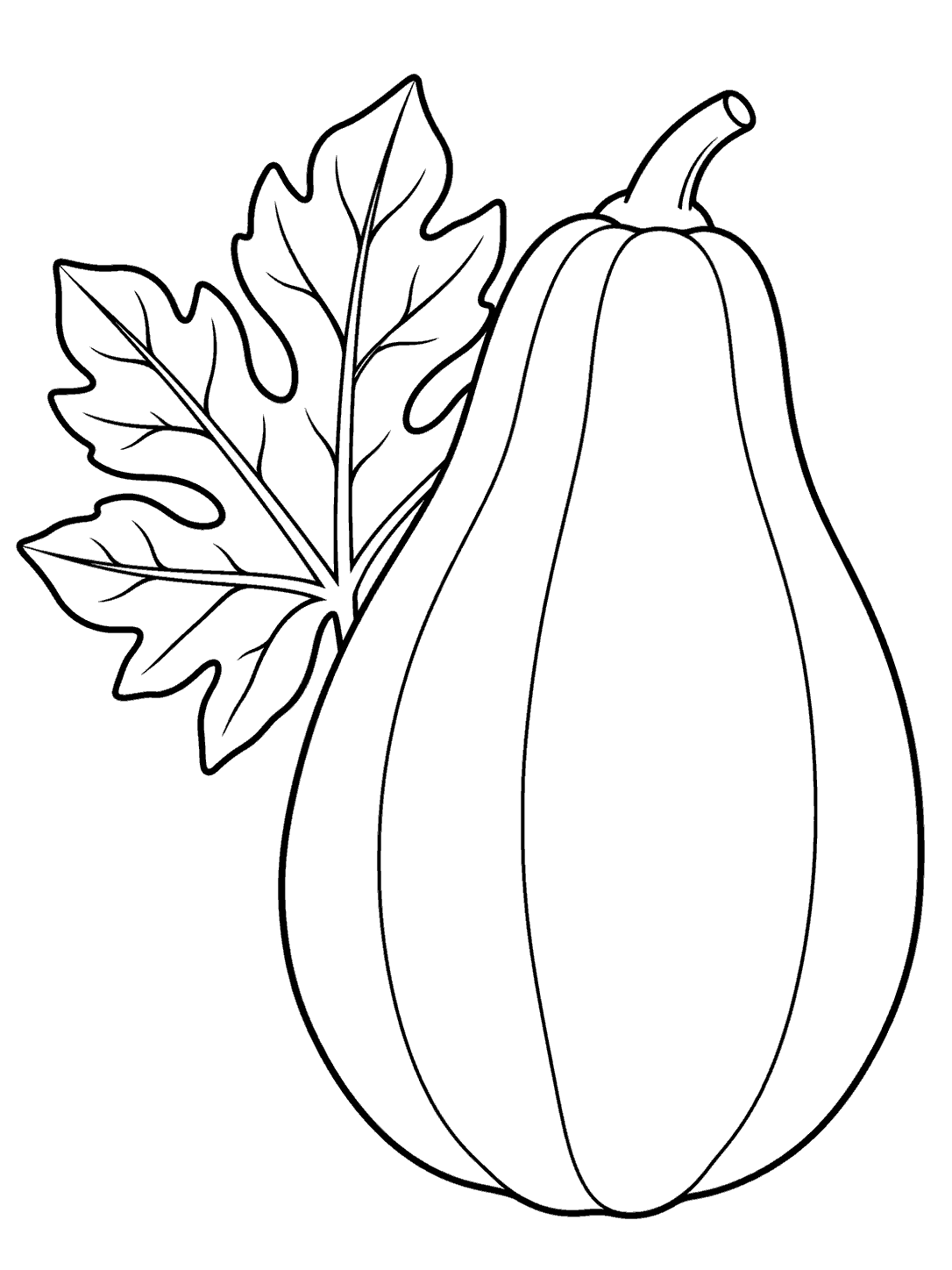 Whole papaya with leaf coloring page