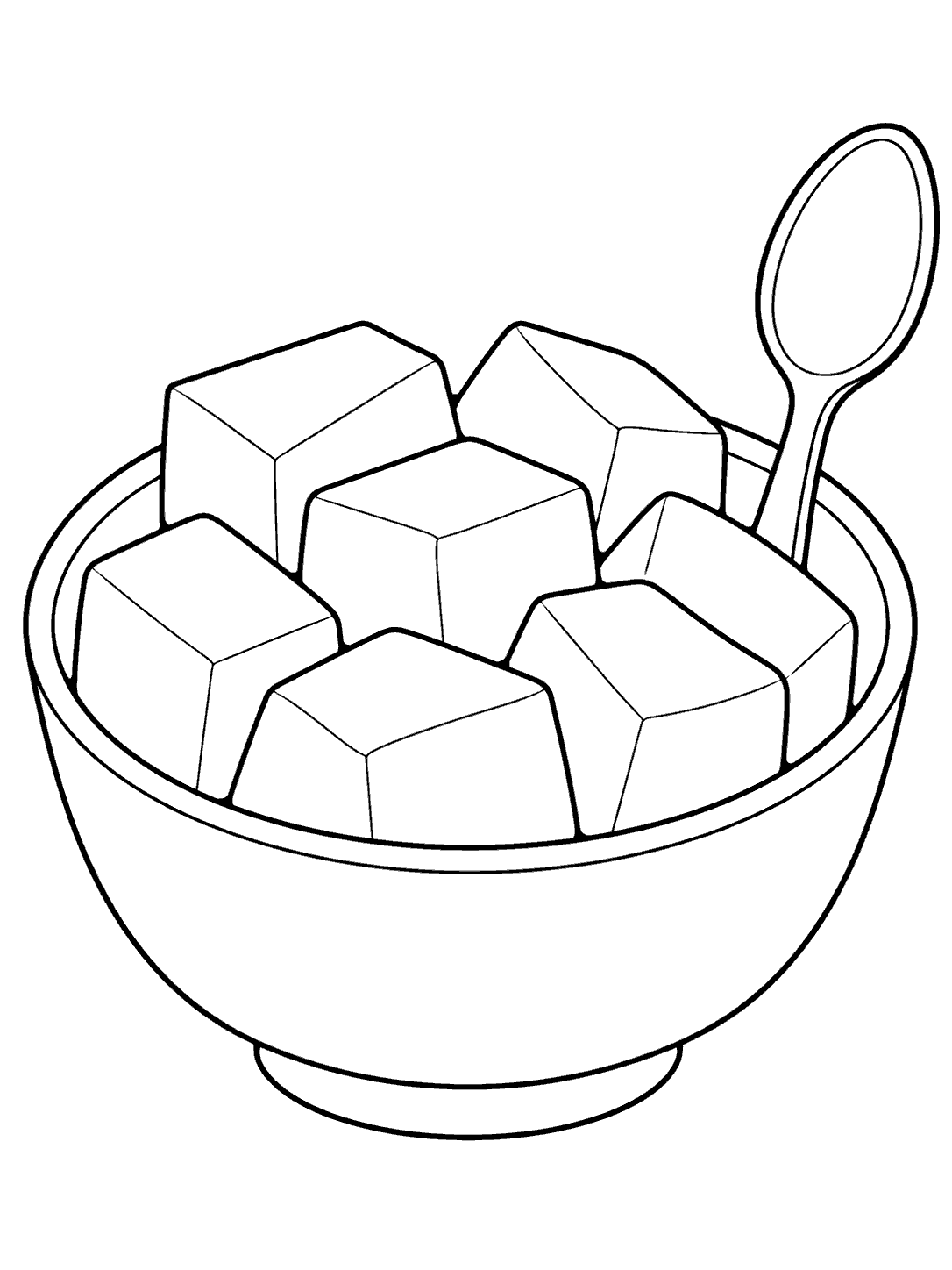 Papaya dessert bowl with cubes coloring page
