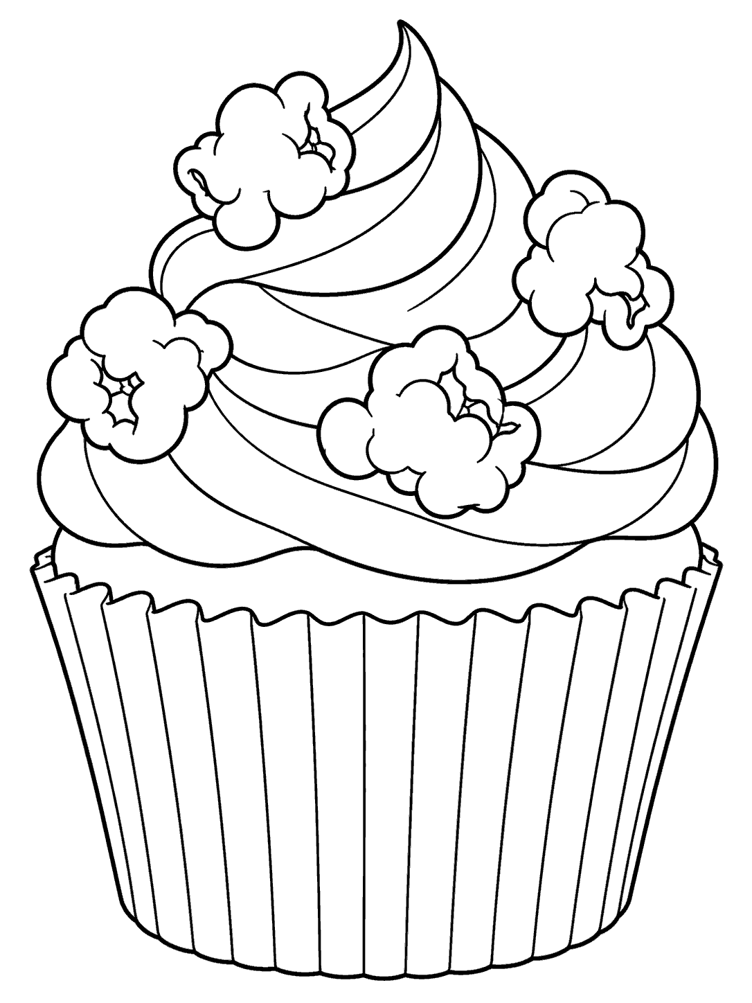 Popcorn cupcake coloring page