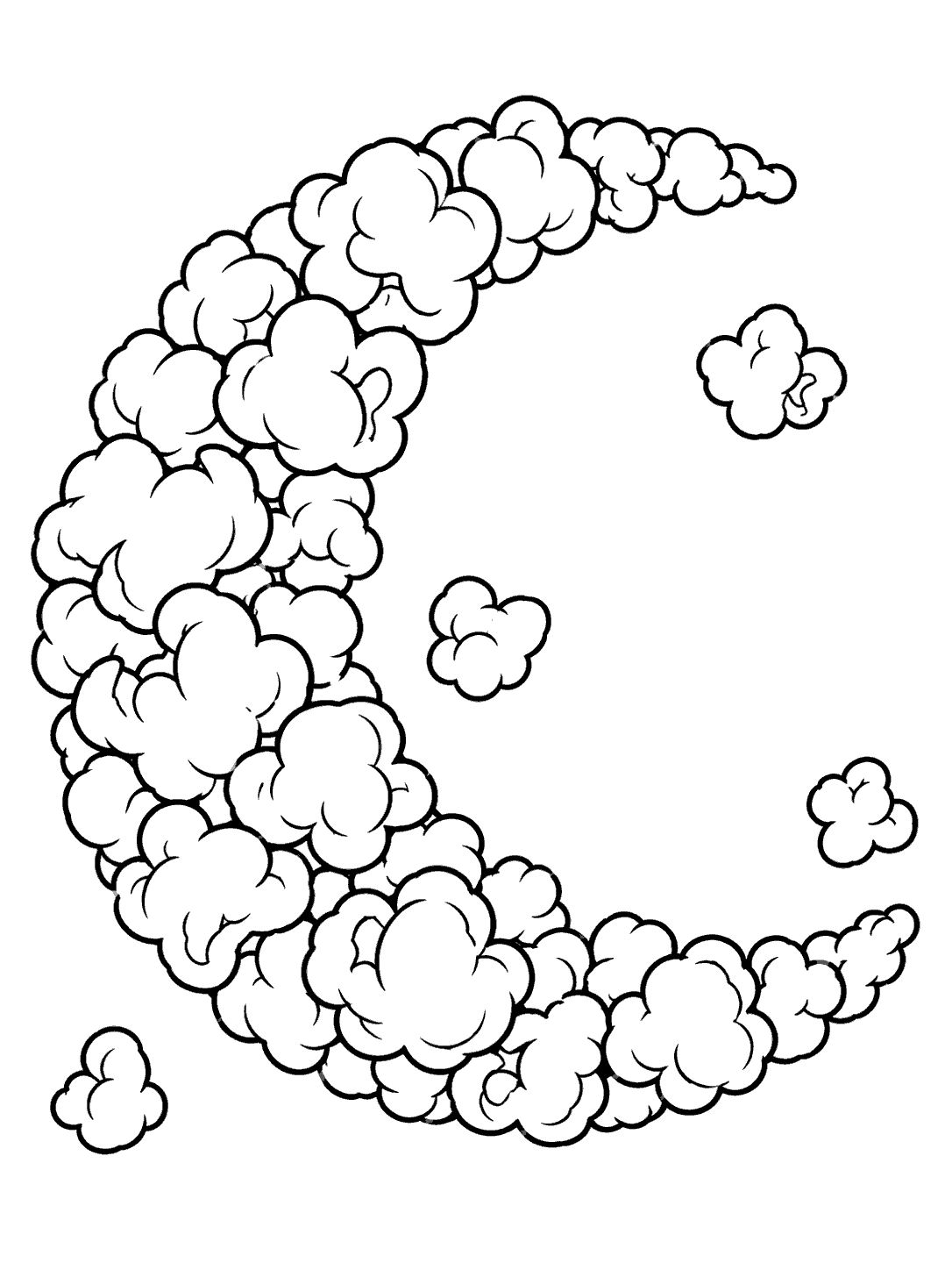 Popcorn crescent moon coloring page
