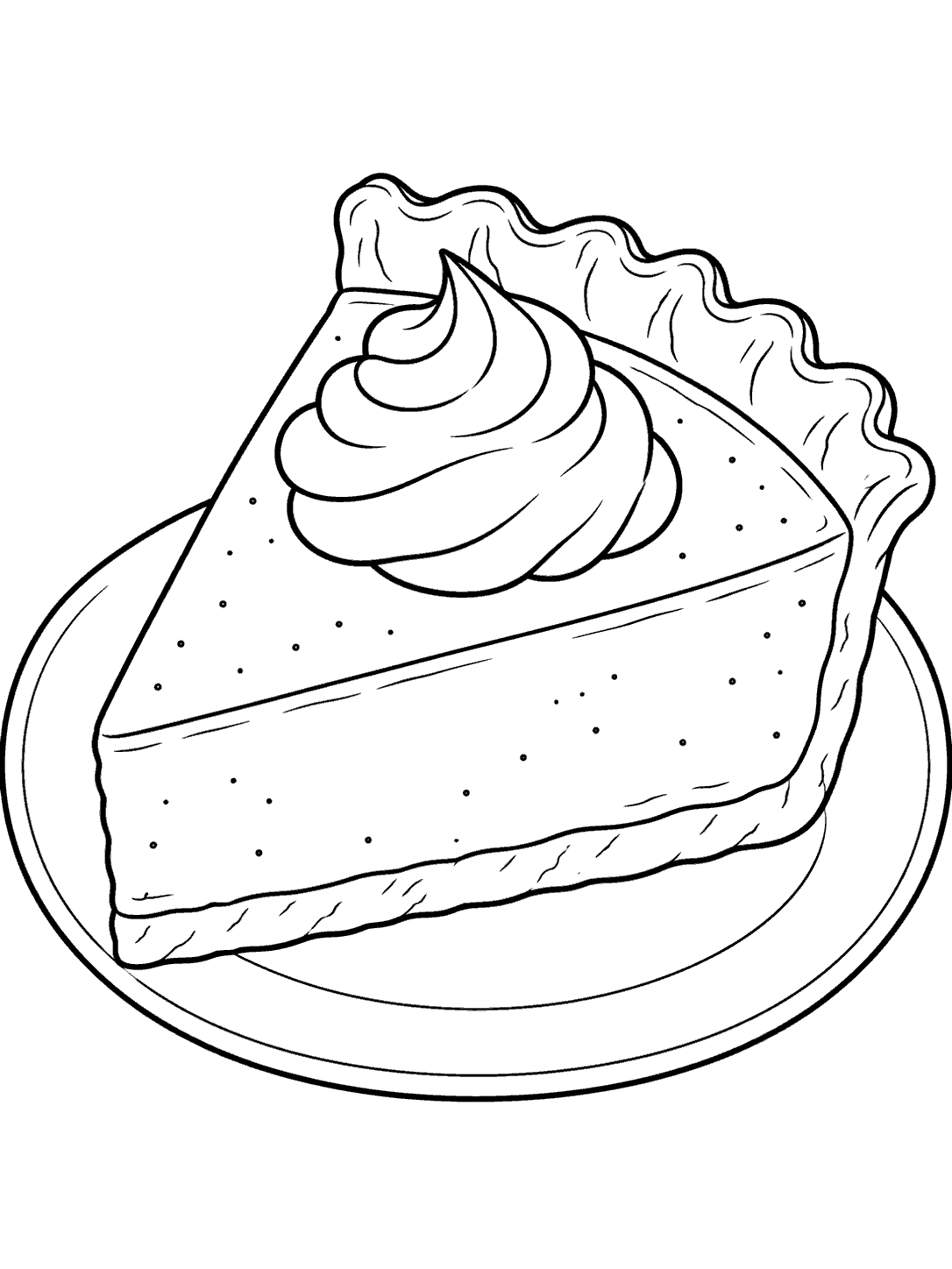 Large triangular slice of pumpkin pie with whipped cream on a plate