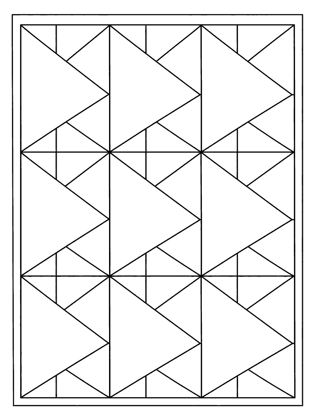 Printable flying geese quilt pattern with large open triangles