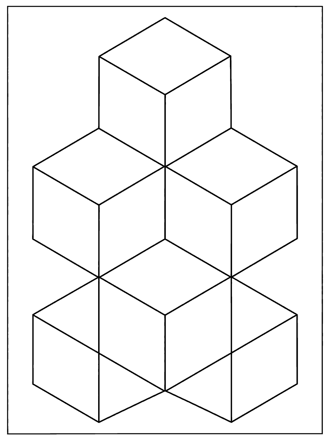 Printable tumbling blocks quilt design made of large diamonds