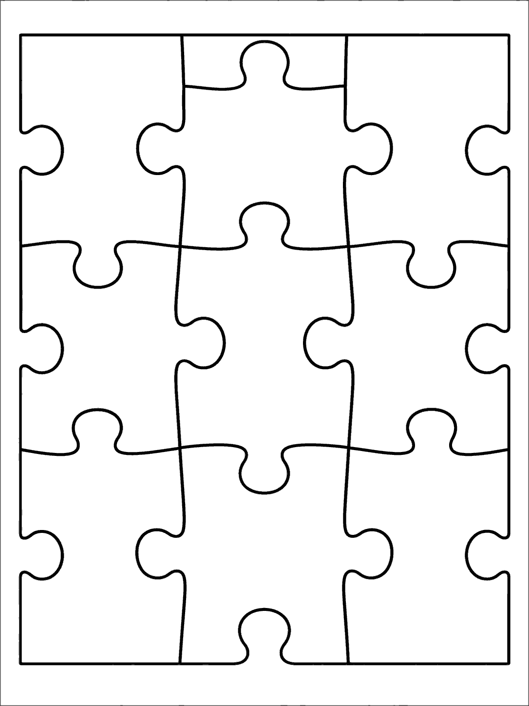 Printable quilt panel made of nine large interlocking puzzle-shaped patches.