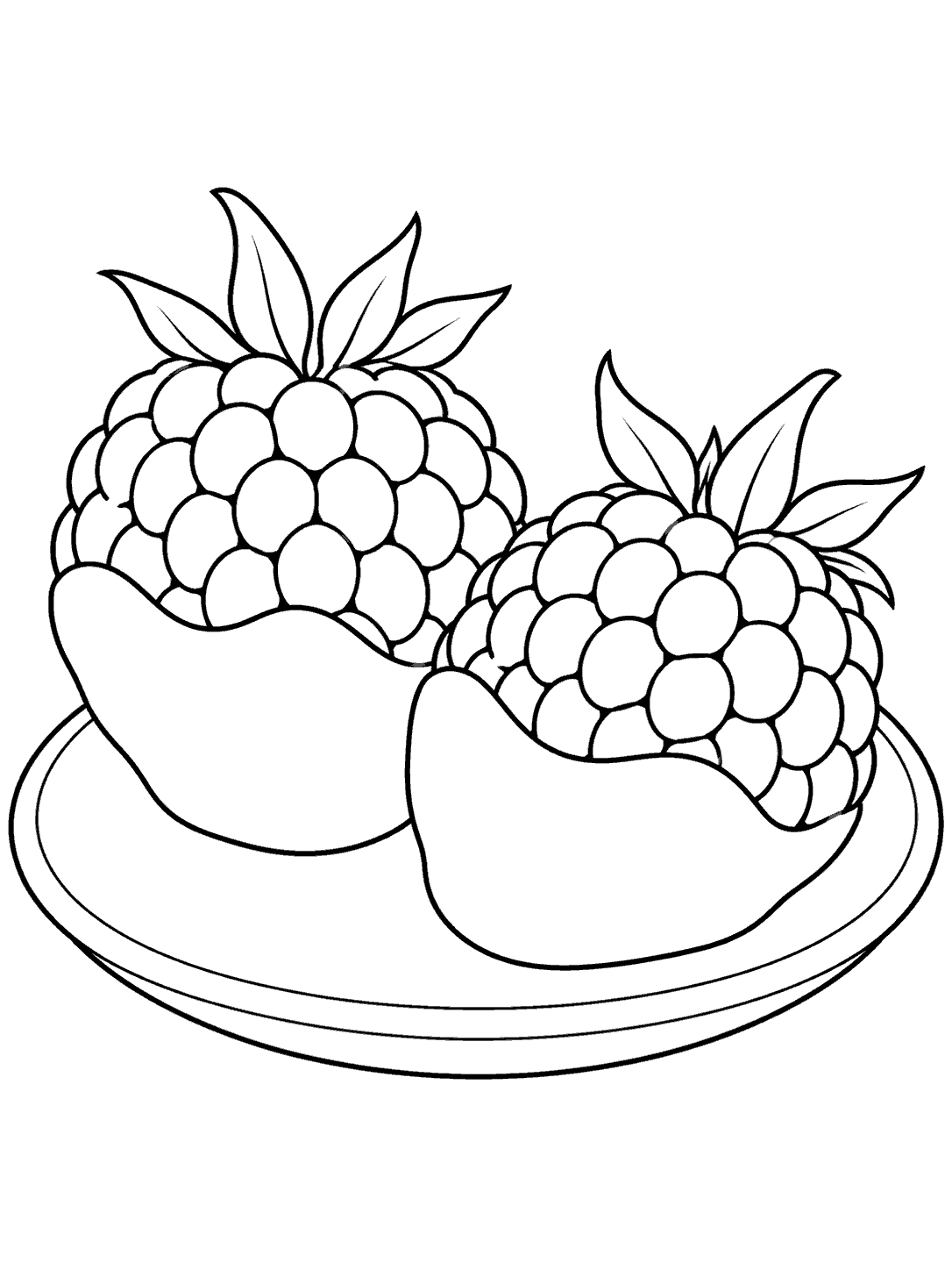 Chocolate-dipped raspberries coloring page