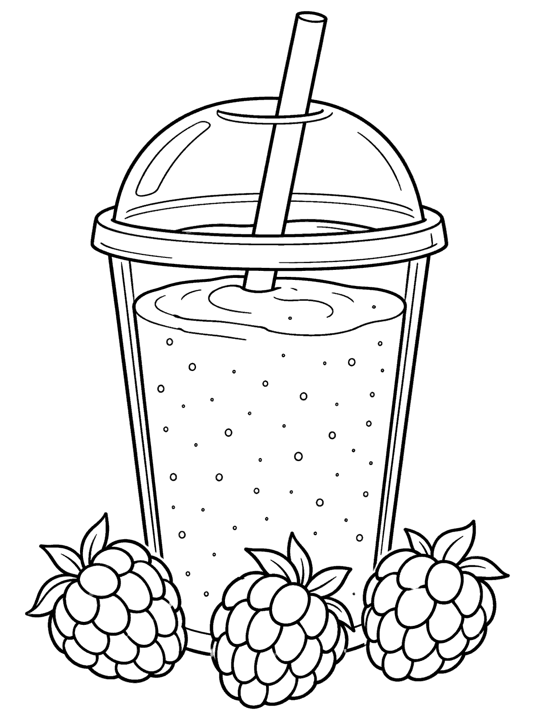 Raspberry smoothie cup with three raspberries