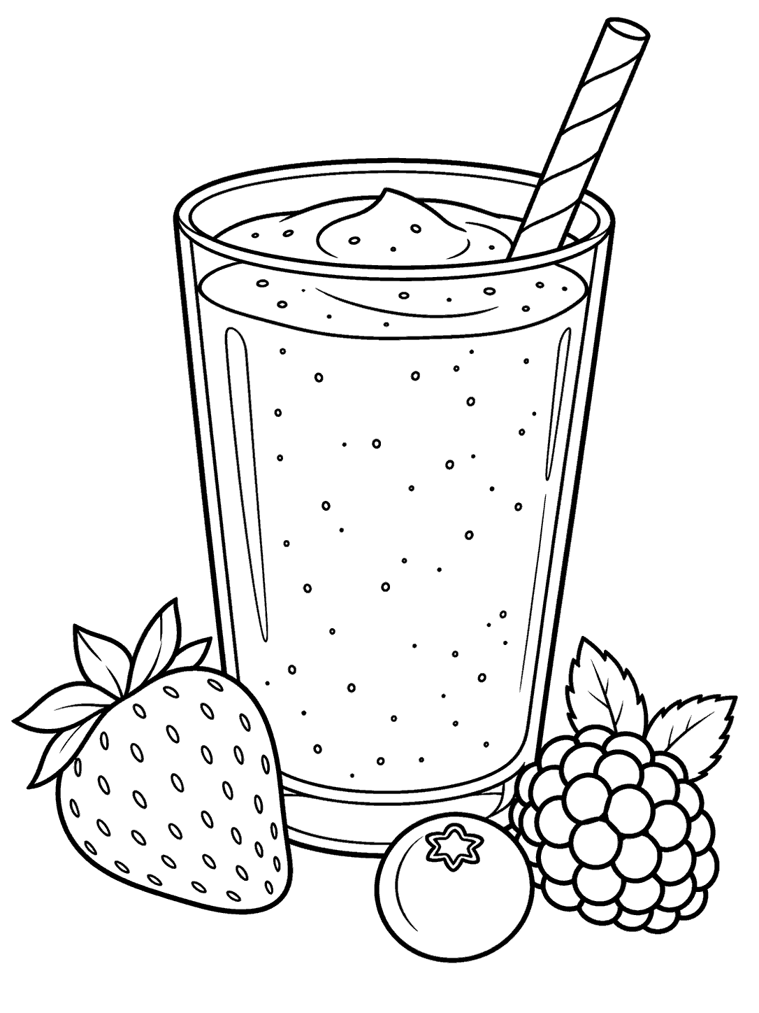 Mixed berry smoothie glass with strawberry, blueberry, and blackberry