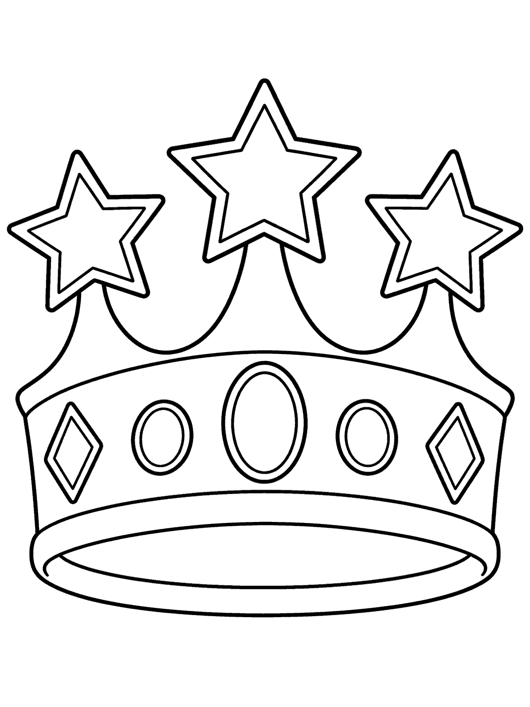 Crown topped with three stars coloring page