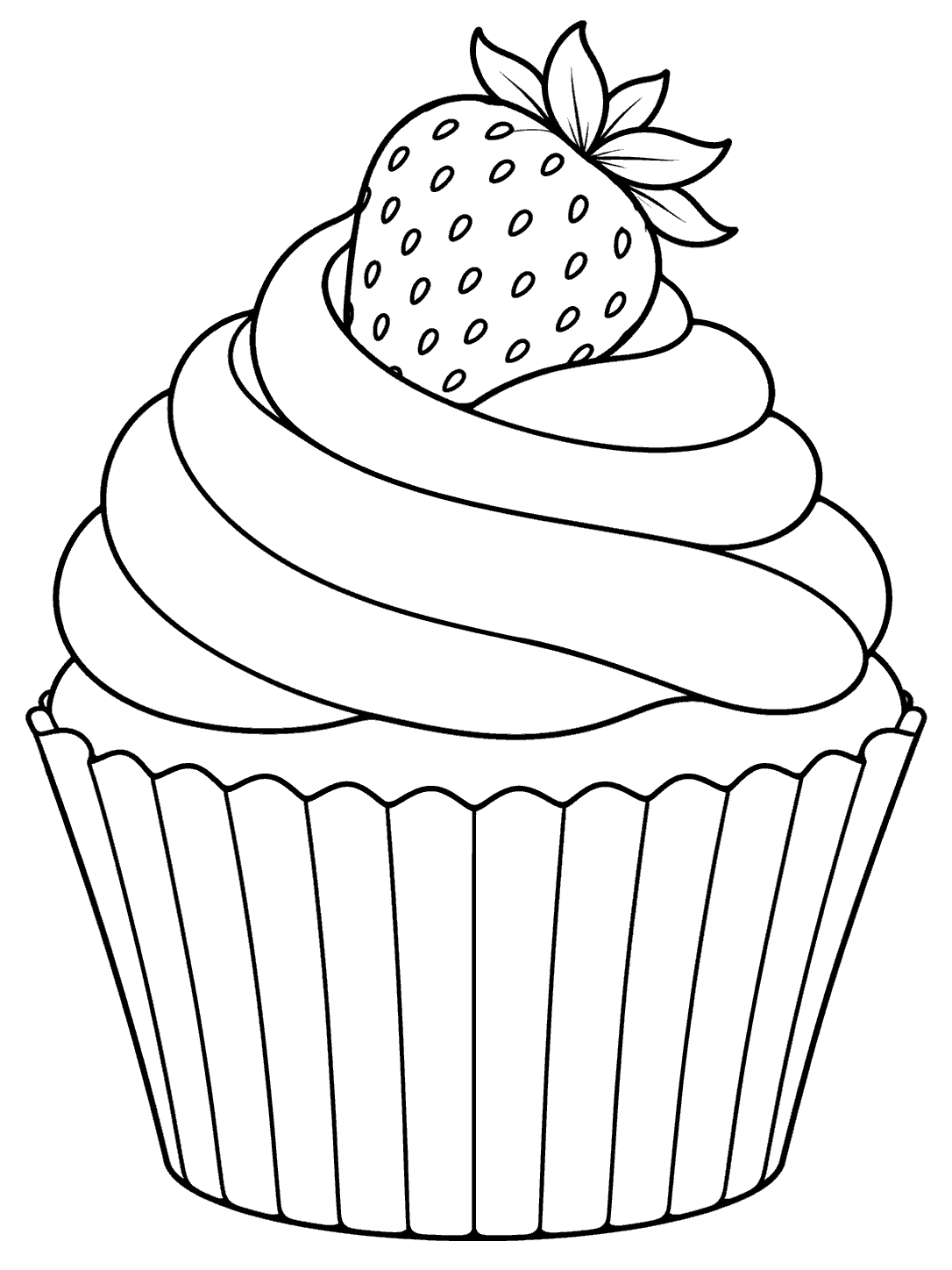 Strawberry cupcake coloring page