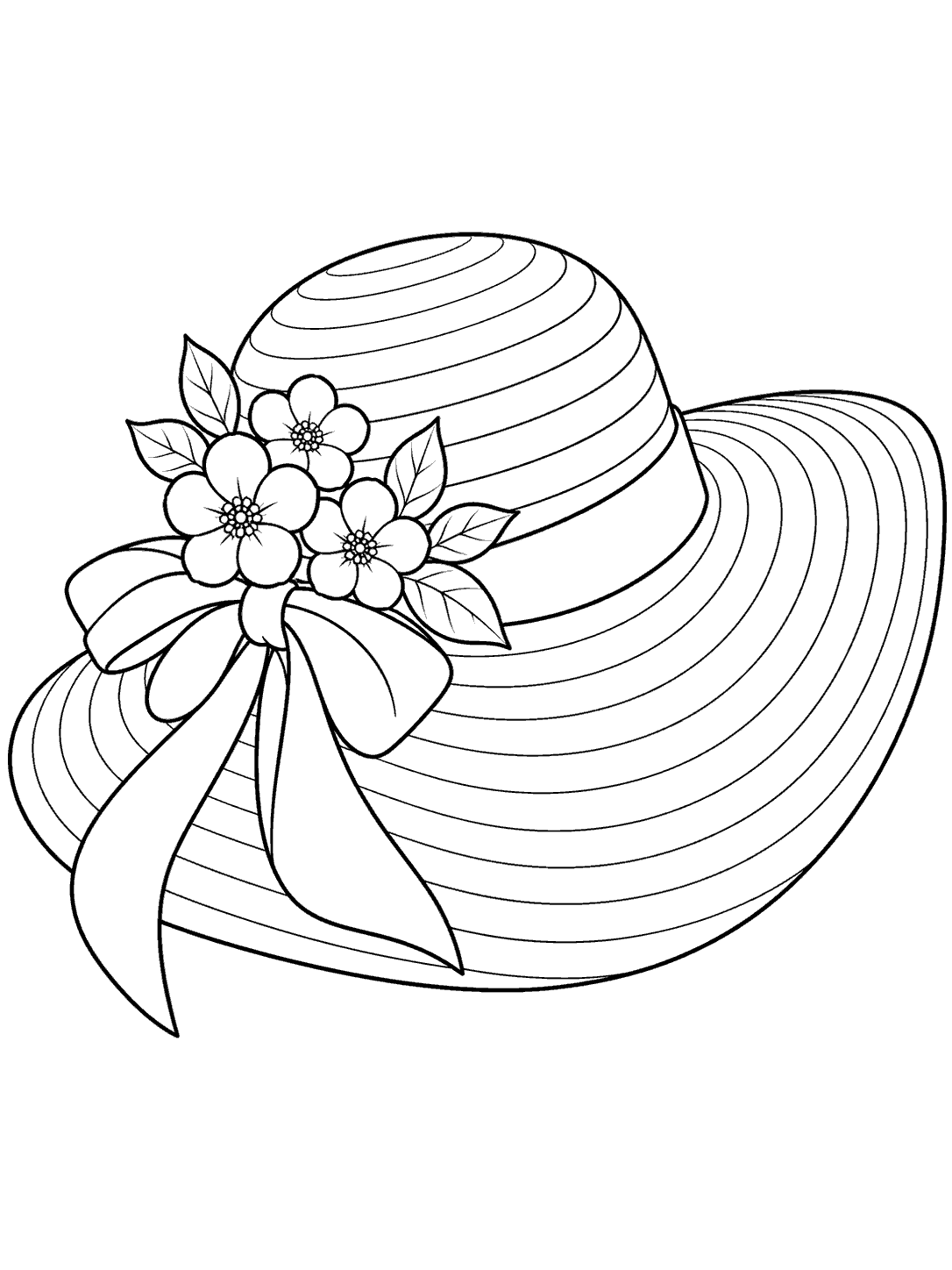 Wide-brimmed sunhat with ribbon and blossoms