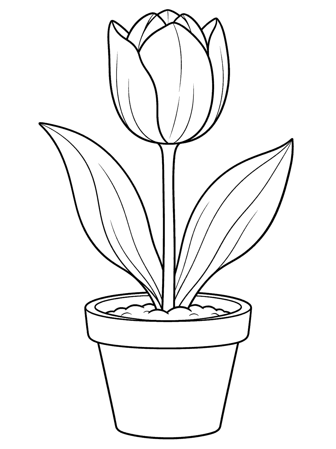 A tulip in a flowerpot coloring page