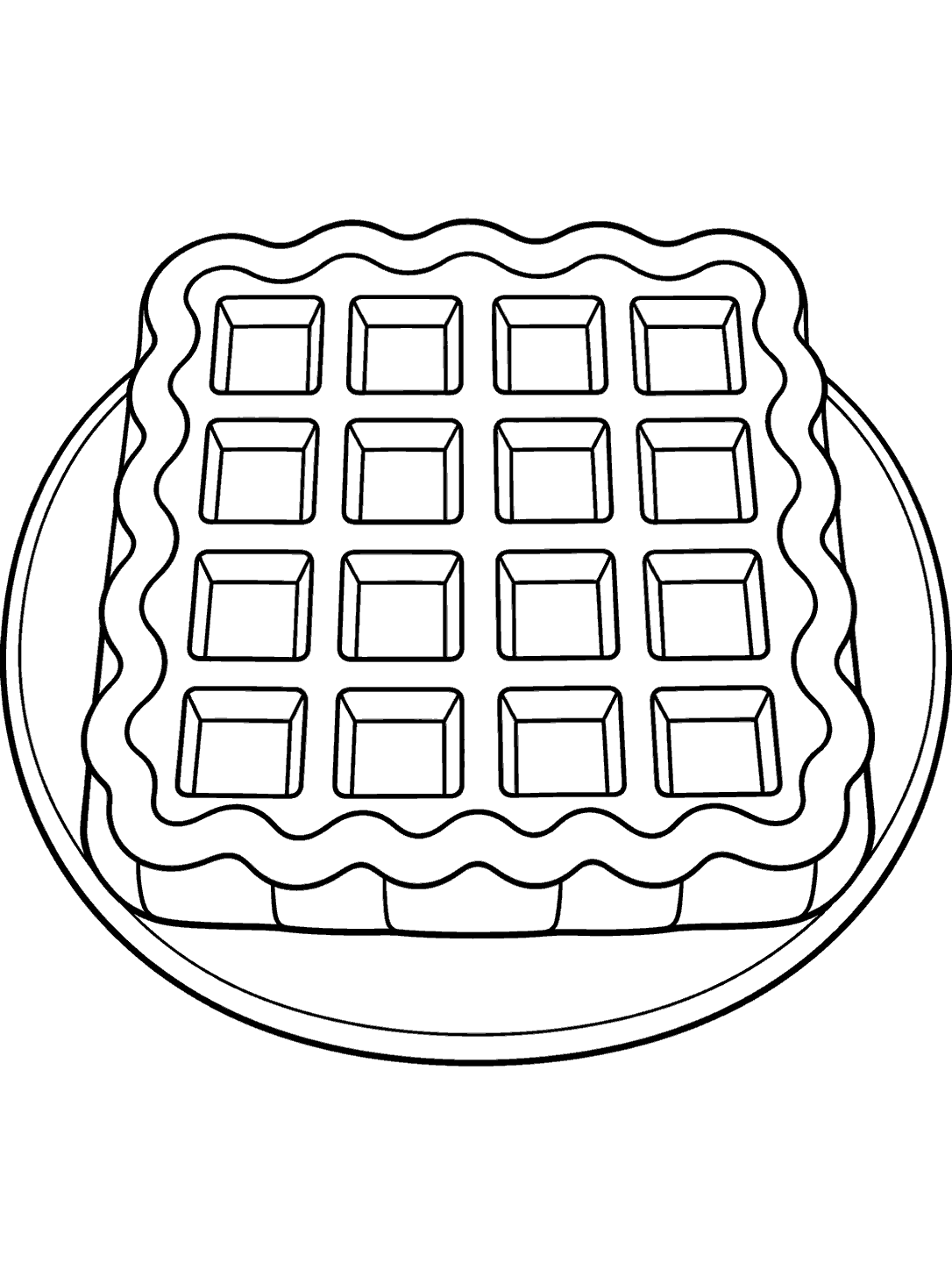 Square waffle cookie with a grid of impressions and scalloped icing on a plate